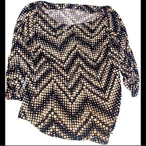 Black and tan patterned blouse